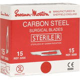 Swann Morton Carbon Sterile Red 15 Blades - Pack of 100 (Ref: 0205)