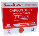 Swann Morton Carbon Sterile Red 10 Blades - Pack of 100 (Ref: 0201)