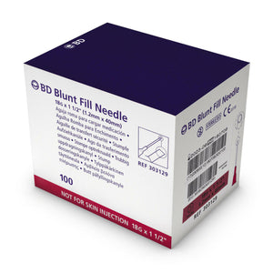 BD Blunt Fill Needle Red 18G x 40mm (1 1/2 inch) - Box of 100 (Ref: 303129)